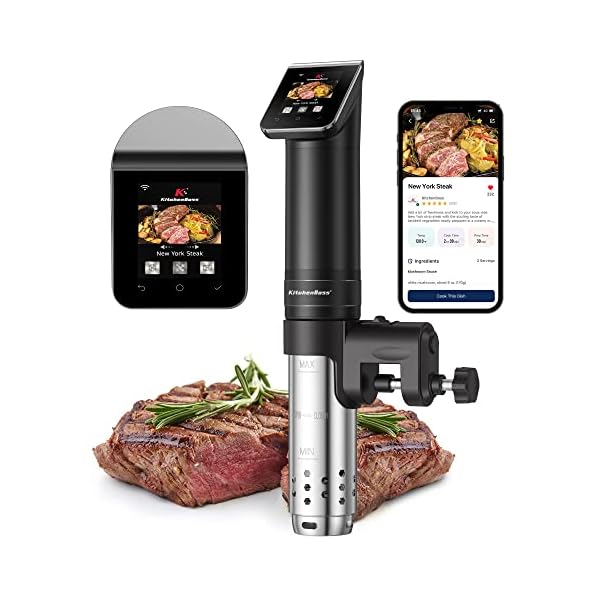 KitchenBoss Sous Vide Garer Stick WLAN: G330 Wifi precisiekooktoestel, nauwkeurige temperatuurinstelling tot 90 graden Celsius, IPX7 waterdicht, TFT, onderdompeling 360 graden circulatie met timer