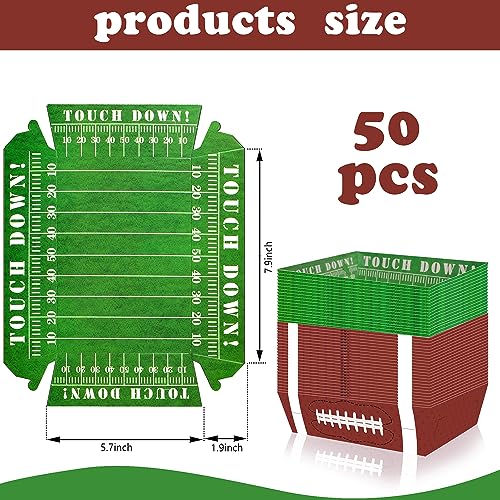 50Pcs Football Party Favors & Supplies - Paper Food Tray, Disposable Serving Boats for Football Birthday Party & Superbowl Decor - Image 4