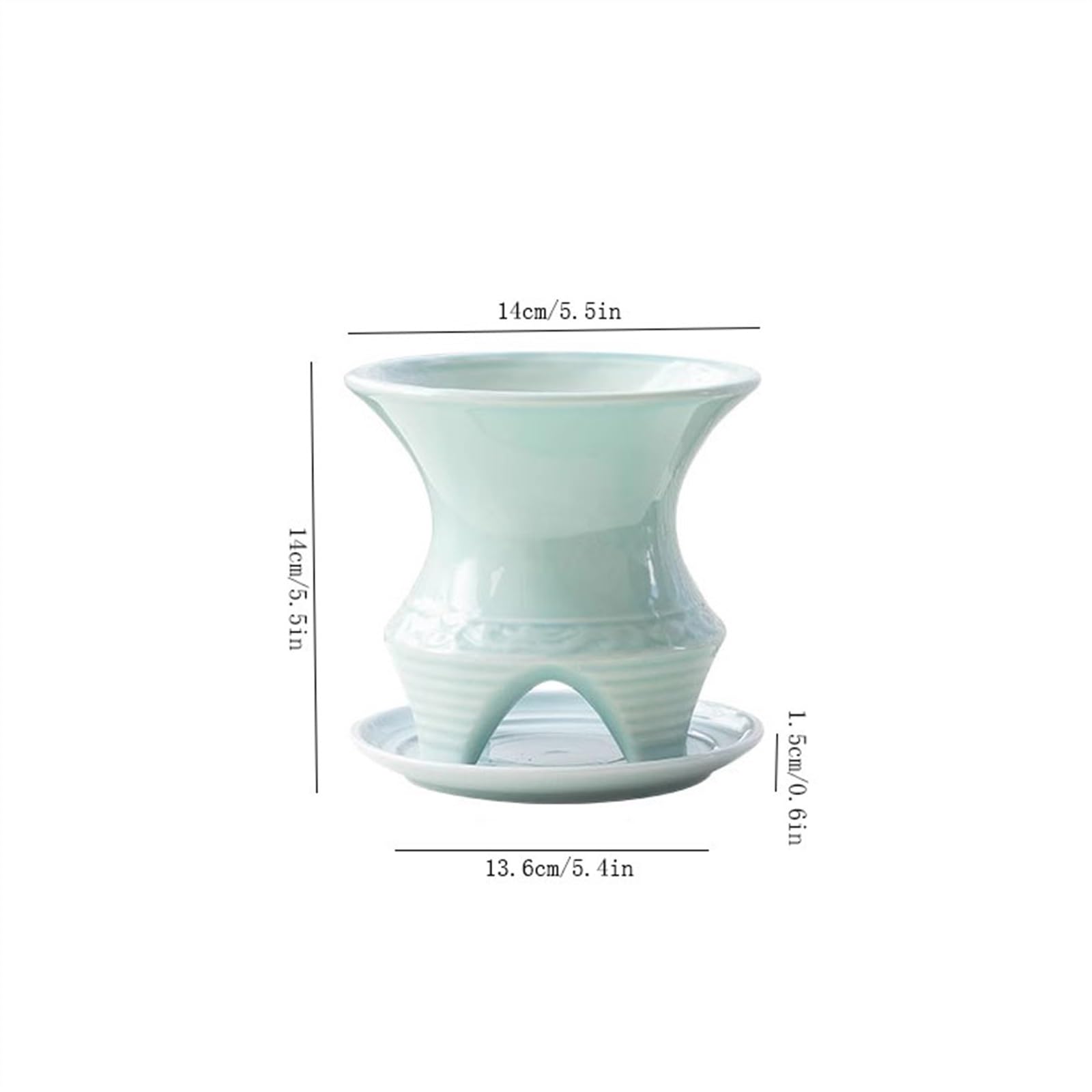 Pot de Fleur Pots de Fleurs Succulents en céramique Simples, for Usage Domestique, orchidées suspendues Respirantes, Plantes Vertes, Pot de Grand Calibre Cache Pot ceramique(Blue with Tray)
