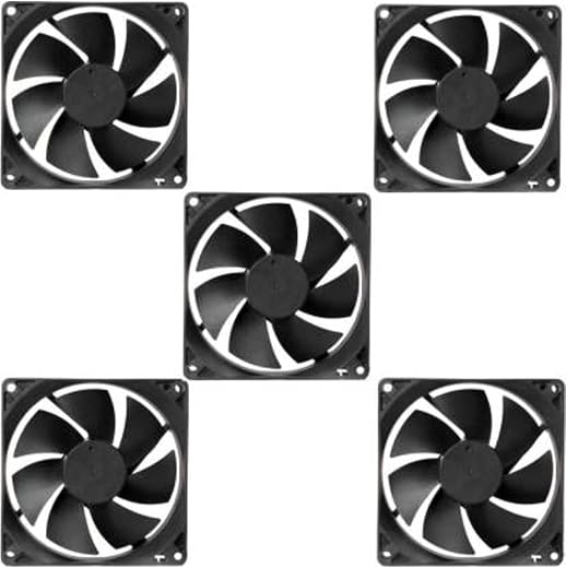 TechSupreme Mexico PACK OF 5 Cabinet Fan 3-Inch Square 12 V DC CPU Cooling fan Cooler (Black)
