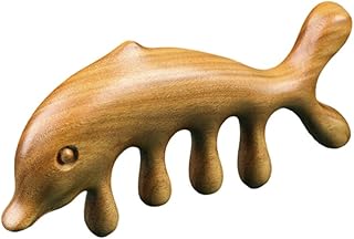 FOMIYES Pente de cabelo de madeira natural dentes largos formato de golfinho madeira couro cabeludo massagem pente feito à mão sândalo massagem pentes de massagem para cuidados na cabeça relaxamento massagem Acupoint