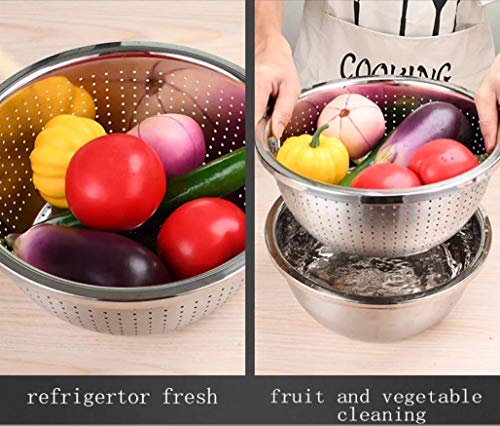 metal Colander Stainless Steel - pasta strainer for kitchen, Ideal for Vegetables Fruits or salad mixing, Heavy Duty & Dishwasher Safe (12.6" Diameter x 5.04" High)