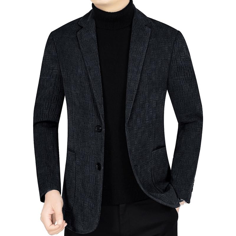 Men's Black Casual Blazers Lightweight Sport Coat Two Button Suit Jacket