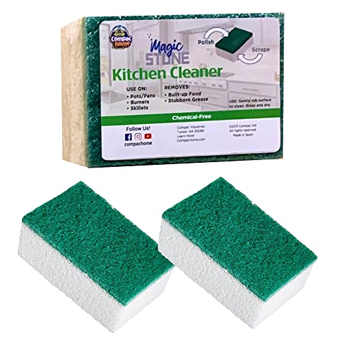 Image of COMPAC HOME Magic-Stone Kitchen Cleaner Scrub - 2-Sided Scouring Stone, Easily Removes Stubborn Food Grime, Grease, 3 Count