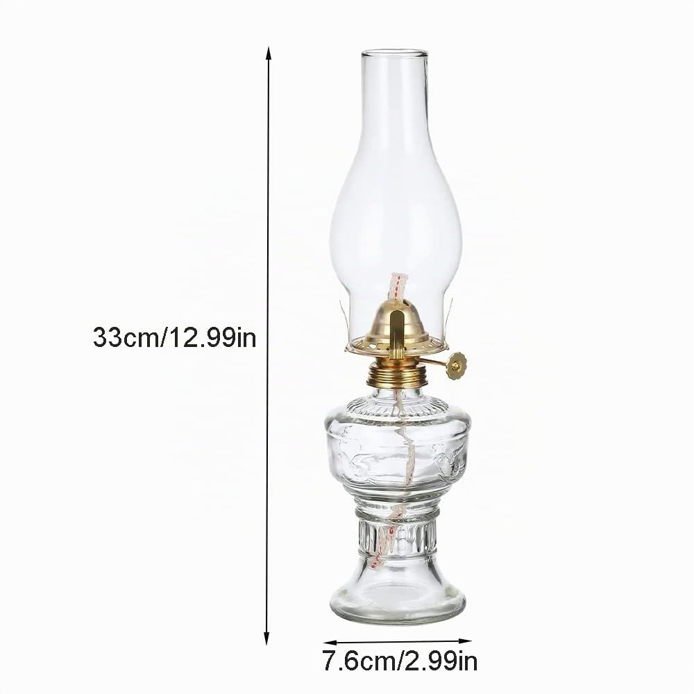 Lámpara de aceite de llama abierta retro, lámpara de queroseno de vidrio de 12.99 * 2.99 pulgadas, iluminación interior Lámparas de aceite a prueba de viento (paquete de 2)
