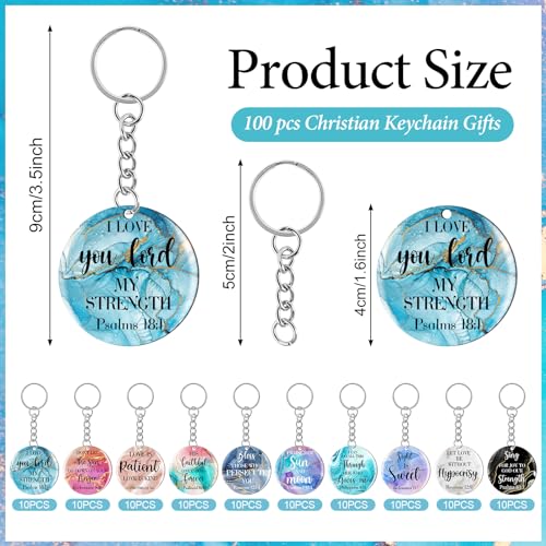 Image of clothmile 100 Pcs Bible Verse Keychains Christian Keyrings Marble Keychains Acrylic Religious Key Rings for Women