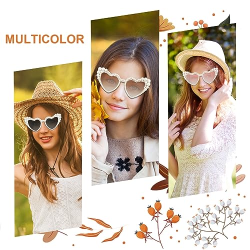 Tanganan Heart Sunglasses Love Heart Pearl Sunglasses for Women White Rhinestone Glasses Bachelorette Party Bride Sunglasses4