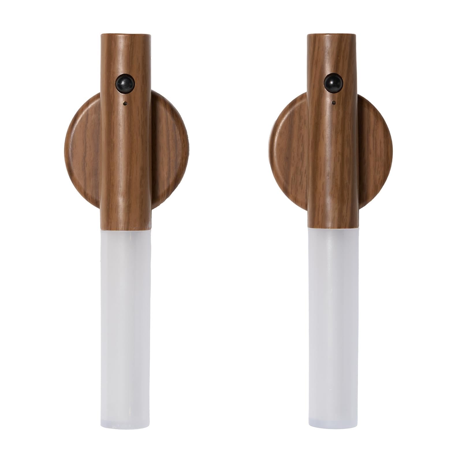 Ohs Wood Motion Sensor Lights Indoor, Usb Wall Lights Stick‑On Night Light Portable Removable Cordless Automatic Battery Stick Wall Lights For Living Room Bedroom Hallway Stairway, - 2 Pack