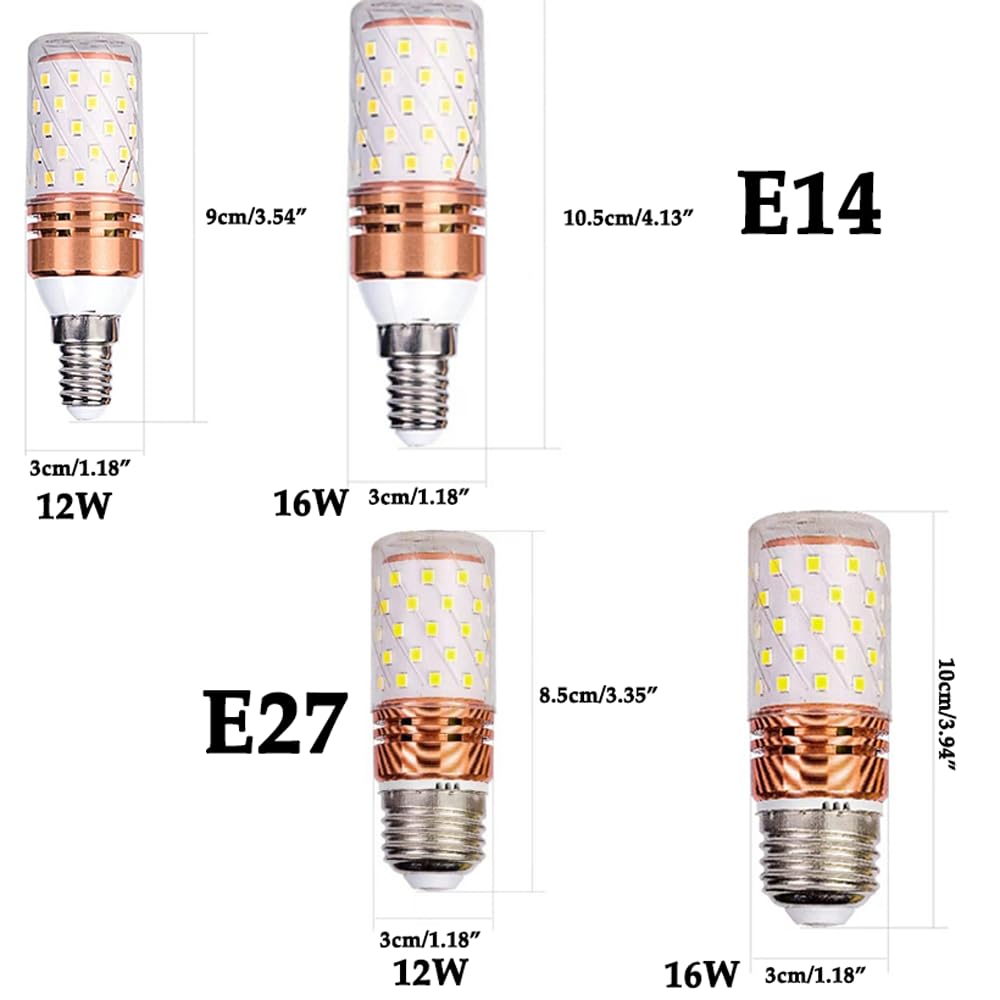 Paquete de 2/10 Bombillas Led de Tornillo de Maíz E27 de 16 W, 85-265 V, No Regulables, 1600 Lm, Cálido, 3000 K, 100 W, Equivalente a Bombillas Incandescentes de Maíz de Bajo Consumo/E27-400