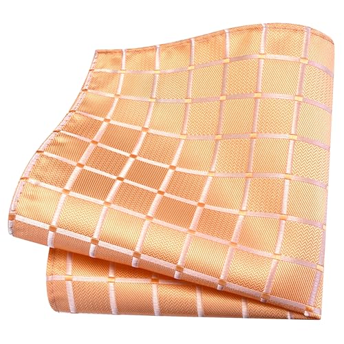 Image of GUSLESON 3.15 inch(8cm) Mens Tie and Lapel Pin Plaid Checkered Necktie Hankerchief Cufflinks Set for Men