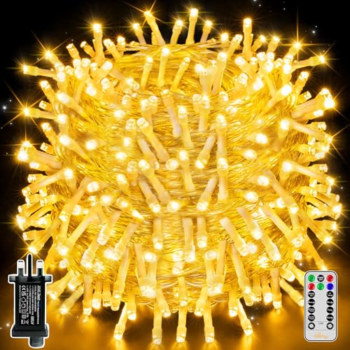 Ollny Fairy Lights Mains Powered, 80m 800 LED Outdoor Lights, Waterproof Garden String Tree Light Plug in with Timer/8 Modes/Dimmable for Outside/Gazebo/Indoor/Window, Warm White