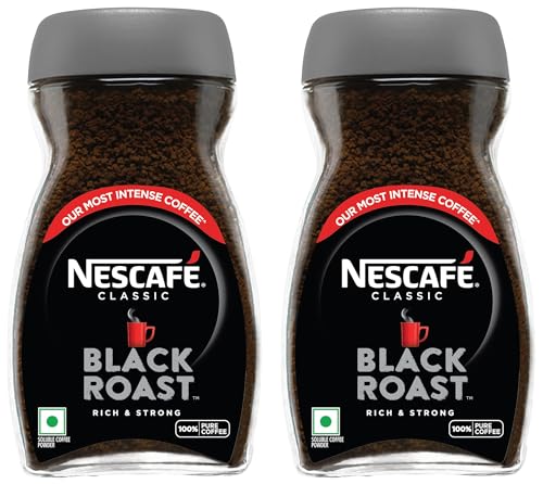 Image of Nescafe Classic Black Roast Instant Coffee, 200g Jar, Rich & Dark | 100% Pure Soluble Coffee Powder (Pack of 2)