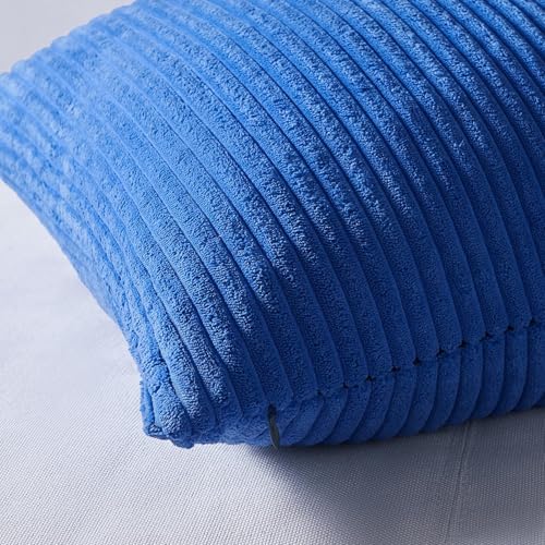 Image of Topfinel Decorative Throw Pillow Covers Aque Teal Blue Series,Summer Corduroy Striped Toss Pillows for Couch,Patio,Balcony,Children Bedroom,Modern Fluffy Blue Gradient Shams 20x20 Inch Set of 4