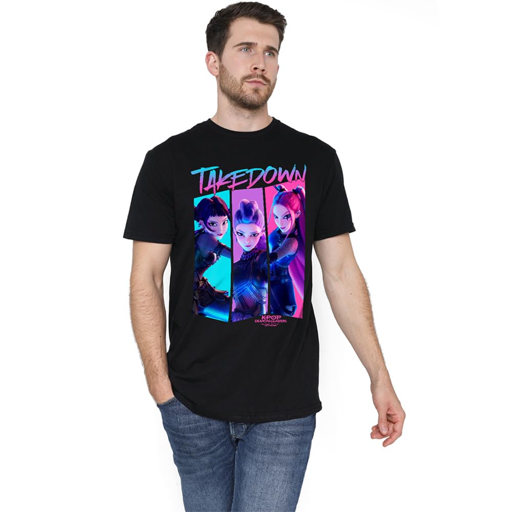 Kpop Demon Hunters Huntrix Demons Takedown Comic Unisex T Shirt, Black, XXXX-Large