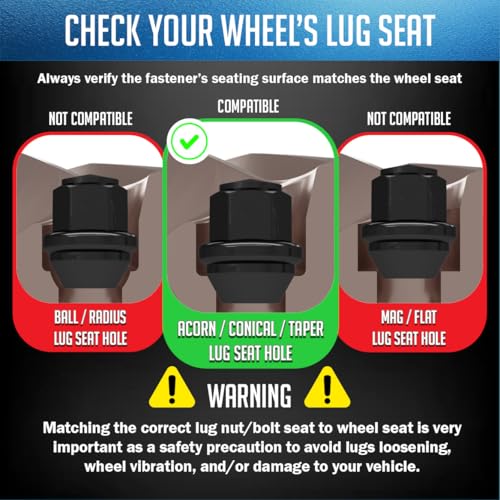 Image of Wheel Accessories Parts 20 Pcs M12x1.5 12x1.5 Thread OEM Style Lug Nuts 1.25 inch 32mm Long Black 3 /4 inch 19mm Hex Fits Ford Bronco Sport Escape Fusion | Lincoln Corsair CV6Z-1012-C | 611-303