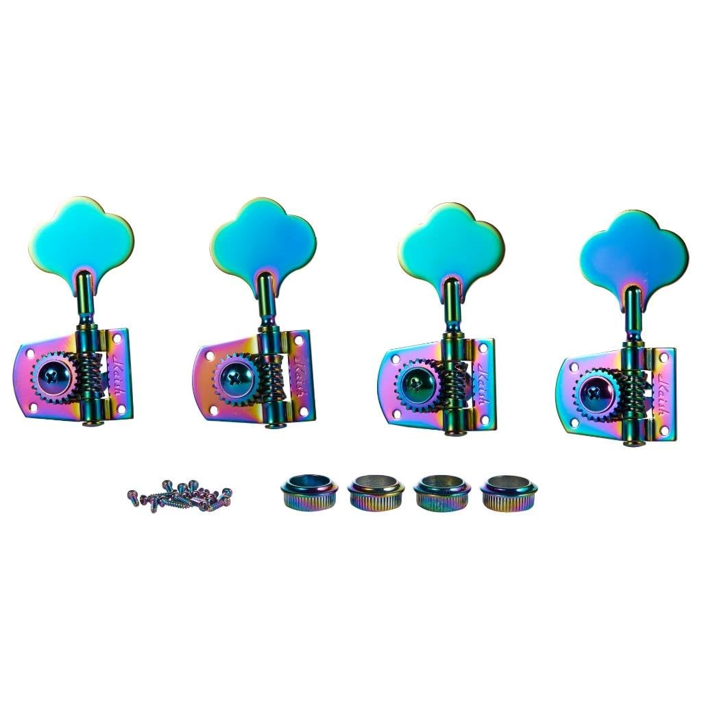 KAISH Burnt Chrome Lefty Cloverleaf Bass Tuners Bass Tuning Machines Bass Tuning Keys for Standard/Highway One Series Jazz J Bass/Precision P Bass