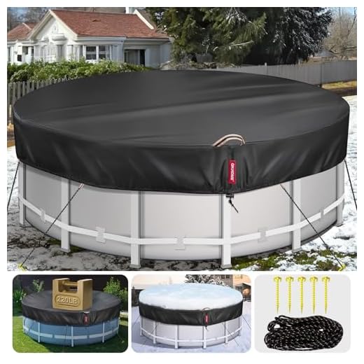 QH.HOME 18 Ft Round Winter Pool Covers for Above Ground Pools - [634N Strong Tear Resistant & 500D Upgrade Extra Dense Fabric] Solar Swimming Pool Cover with Fade Resistant, Windproof - Black