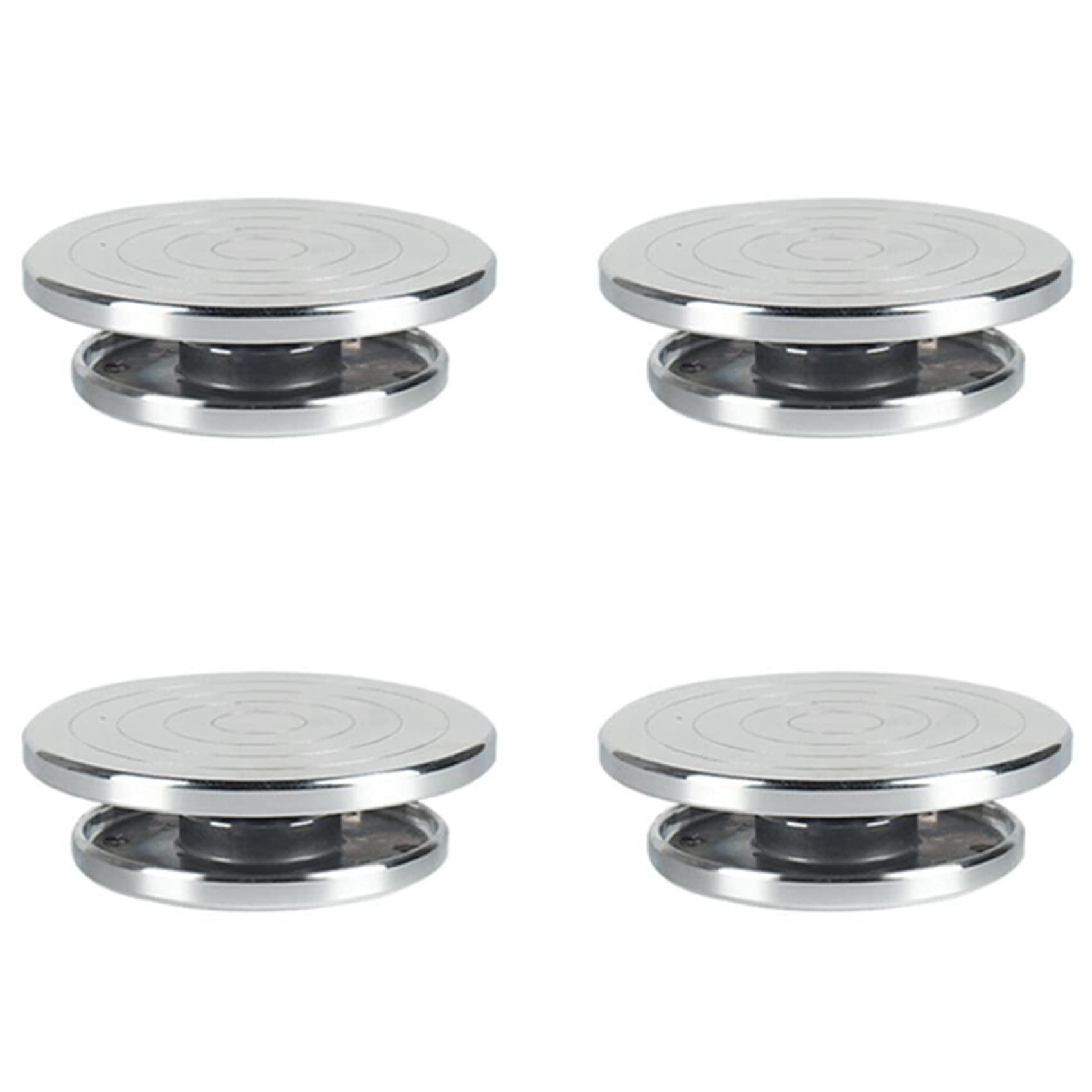 Jnchdghwa Silver 4Pcs 12/15Cm Double Face Use Aluminum Alloy Turntable For Ceramic Clay Sculpture Platform Pottery Wheel Rotating Tools