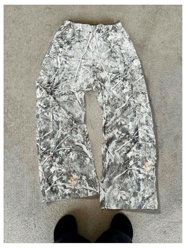 SOLY HUX Men's Camo Baggy Cargo Pants Vintage Drawstring Elastic Waist Wide Leg Sweatpants Streetwear3