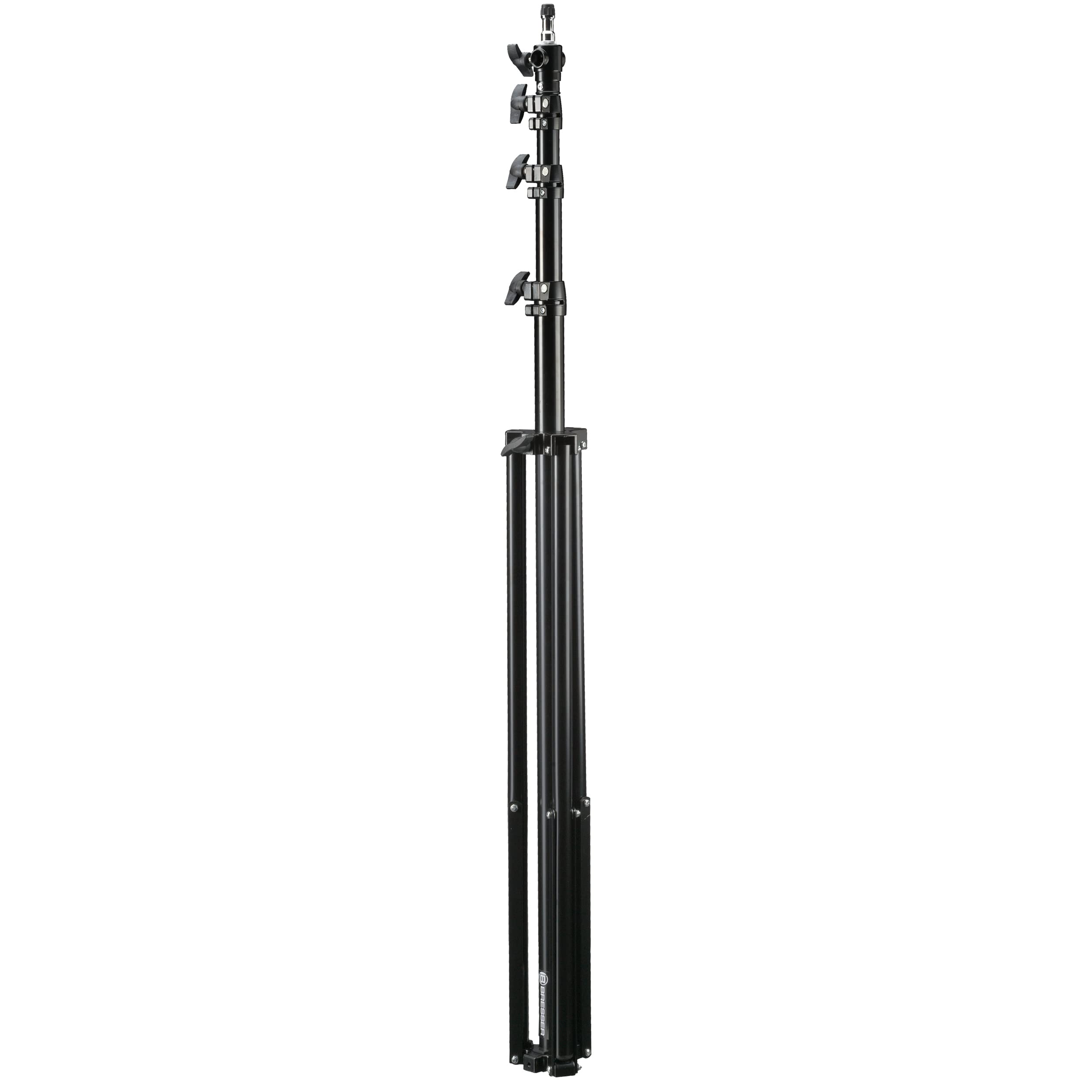 Bresser BR-TP400R Stativo 400cm per Flash da studio / Luce continua | Alluminio, altezza regolabile da 134 a 400 cm, chiuso 118 cm, 4 sezioni, adattatore spigot da 1/4 e 3/8 pollice