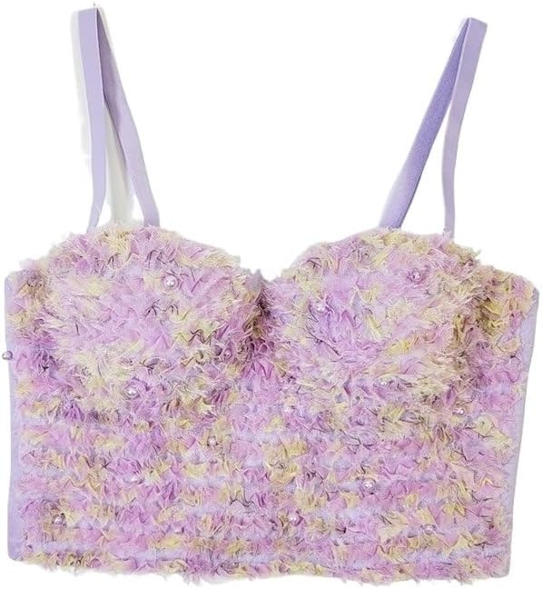 Sweet and Cute Light Luxury Fishbone Bra Outer Wear Chest Pad Short Dating Trendy All-Match Tube Top Lace Beaded