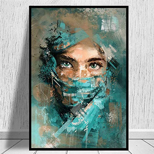 Toile murale abstraite portrait de femme 80x100 pour salon élégant