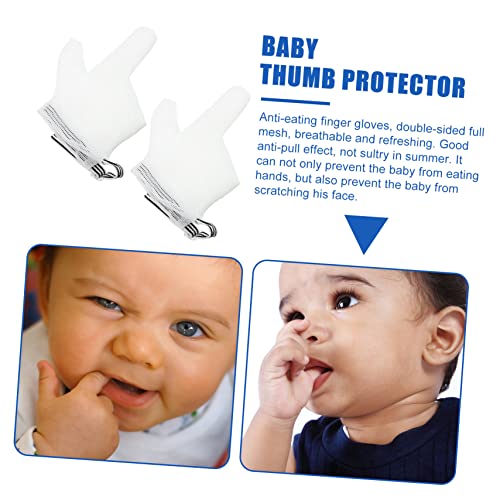 FAVOMOTO 1pair Boy Girl Stop Sucking Finger Gloves Breathable Protector for Boy Girl Thumb Mitts to Prevent Hand Biting for Newborn Boys and Girls Soft and Comfortable Design3