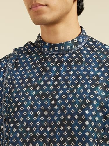 Image of DIWAS by MANYAVAR Men's Art Silk Bandhani Prints Angrakha Style Kurta (1pc)