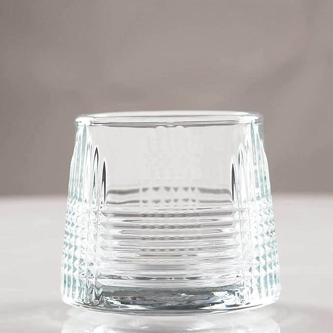 Black Foru Rotatable Decompression Whiskey Glasses Set - 6 Transparent Old Fashioned Bar Glasses 170ml, Ideal for Scotch & Rum Lovers