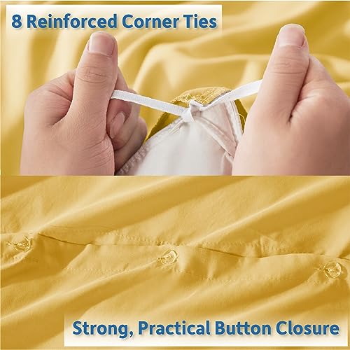 Nestl Twin Duvet Cover Set - Soft Double Brushed Yellow Duvet Cover Twin/Twin XL, 2 Piece, with Button Closure, 1 Duvet Cover 68x90 inches and 1 Pillow Sham