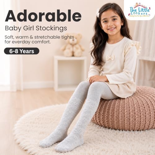 Image of THE LITTLE LOOKERS Baby Tights Thick Toddler Baby Girl Seamless Knit Leggings Thick Solid Cotton Stockings Footed Pants Pantyhose for Years Baby