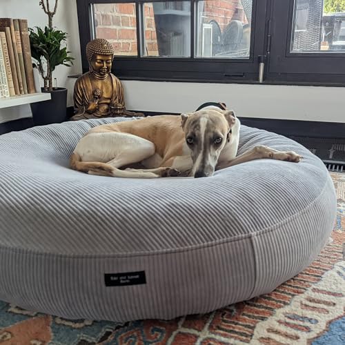 EDEL&SCHNELL Hundebett Wechselbezug in Grau, Ersatzbezug für runde Hundebetten 65 cm, Bezug aus weichem Baumwoll-Cord-Stoff