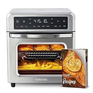 COSORI Air Fryer Toaster Oven, 13 Qt Airfryer Fits 8″ Pizza, 11-in-1 Functions with Rotisserie, Dehydrate, Dual Heating Elements with Convection Fan for Fast Cooking, Cookbook & 6 Accessories, Silver