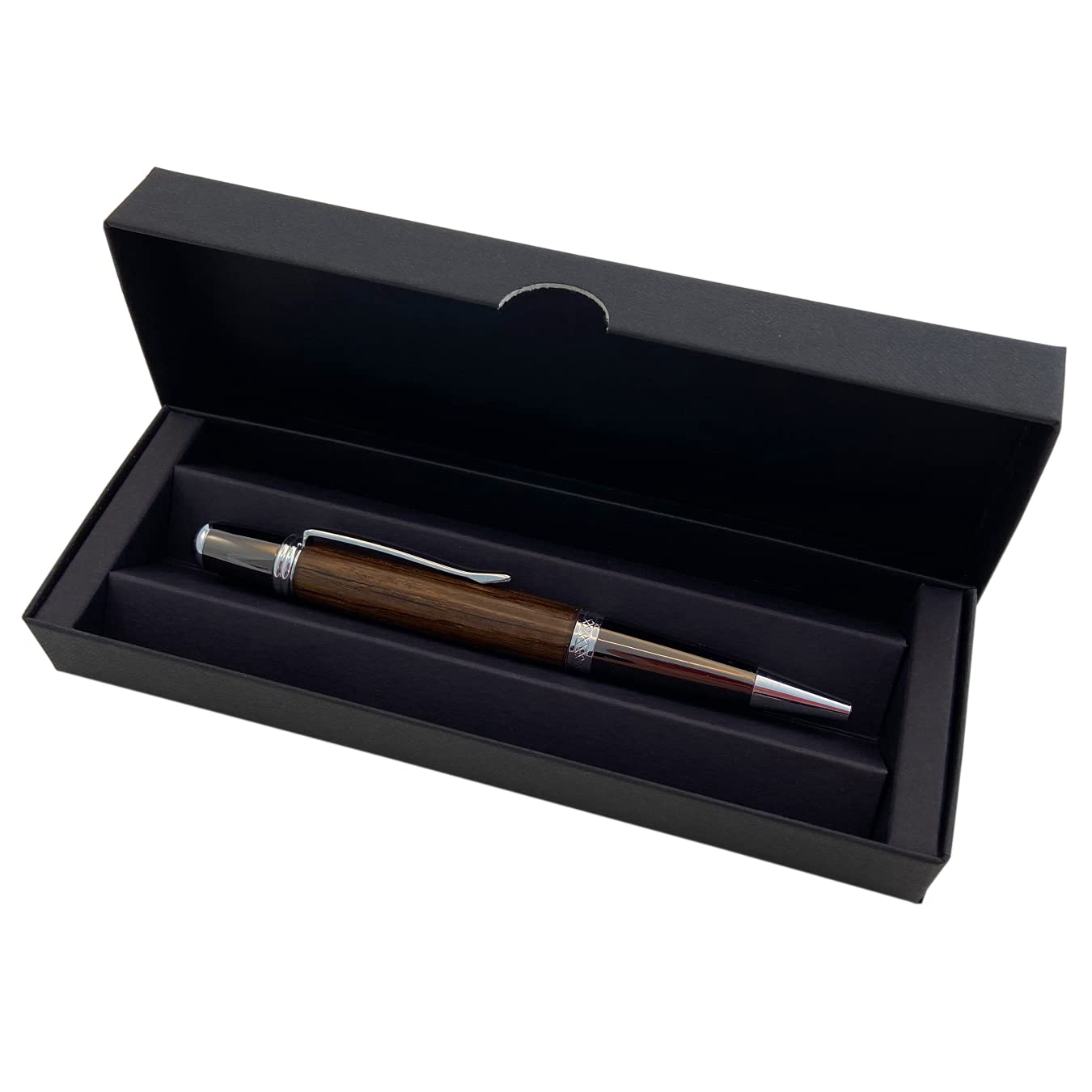 Handgefertigter Kugelschreiber aus Echtholz | Hochwertiges Geschenkset mit Etui | Business Geschenk Set aus Edel Holz für Mitarbeiter und Kunden (Mooreiche)
