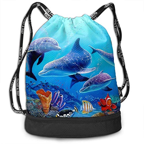 PmseK Mochila con Cordón Bolsas de Gimnasia  Dophin Undersea Drawstring Backpack Bags
