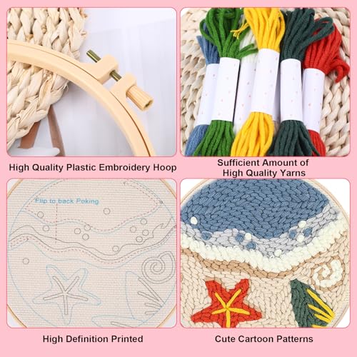 Image of Fanmayhe Punch Needle Kit, Punch Needle Kits Adults Beginner, Embroidery Kit for Beginners Adults and Kids Include Embroidery Cloth with Pattern Thread Needle Threading Tool Instruction