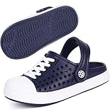  Zuecos para Unisex Niños Zapatillas de Playa y Piscina y Mules Chanclas Pantuflas de Verano Slip on Zapatos de Jardín Sandalias Azul Oscuro 28