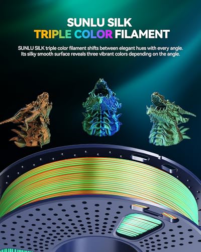 Image of SUNLU Silk Triple Color PLA Filament Bundle Muticolor, Neatly Wound Shiny Silk 3D Printer Filament 1.75mm ±0.02mm, Individually Vacuum Packed, 0.25kg per Spool, 1kg in Total, 4 Pack.