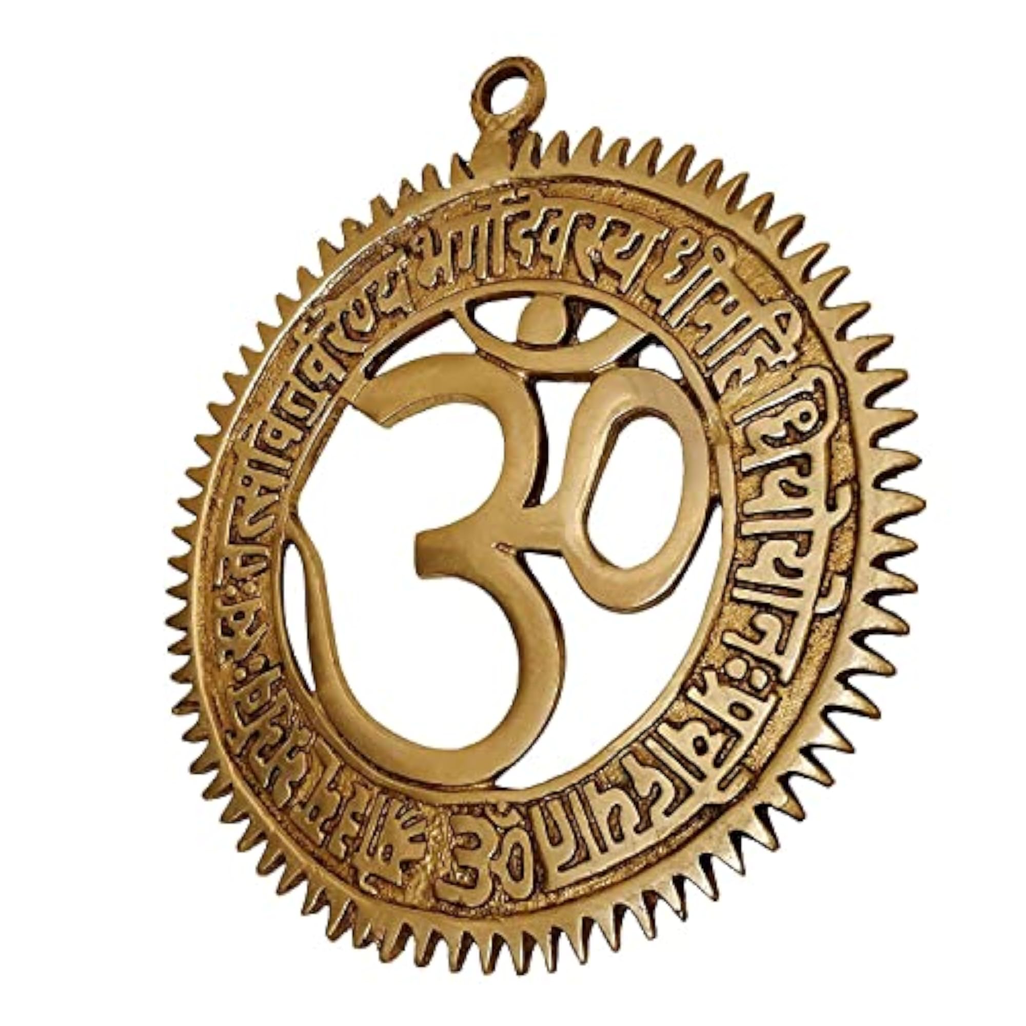Brass Om Wall Hanging with Gayatri Mantra Engraved Decor
