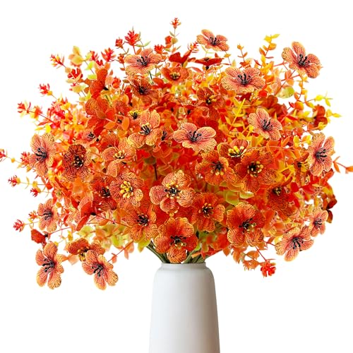 ROLLWAY 8 Bündel Künstliche Herbstblumen Künstlich Herbststrauß Kunstblumen Herbst Deko, Künstliche Blumen Herbst Balkonpflanzen Seidenblumen Herbstzweige Herbstdeko für Drinnen Draußen Garten Tisch
