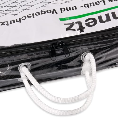 Abdecknetz (5x6m) schwarz mit Erdspießen | feinmaschig (10x10mm) mit stabilem Rand | Teichabdeckung für einen laubfreien Teich | Vogelschutznetz für Gartenteich