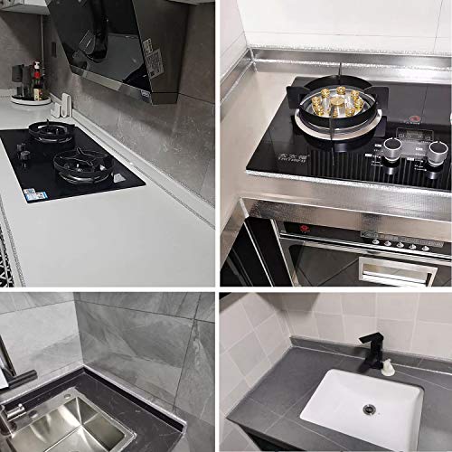 Keqkev Deckenleiste abziehbar und klebbar, flexible Zierleiste selbstklebend, Dichtungsstreifen für Herd, Spüle, Toilette, Fliesenkante, Wandecke, Fußleiste, Boden (Silber) - Image 6
