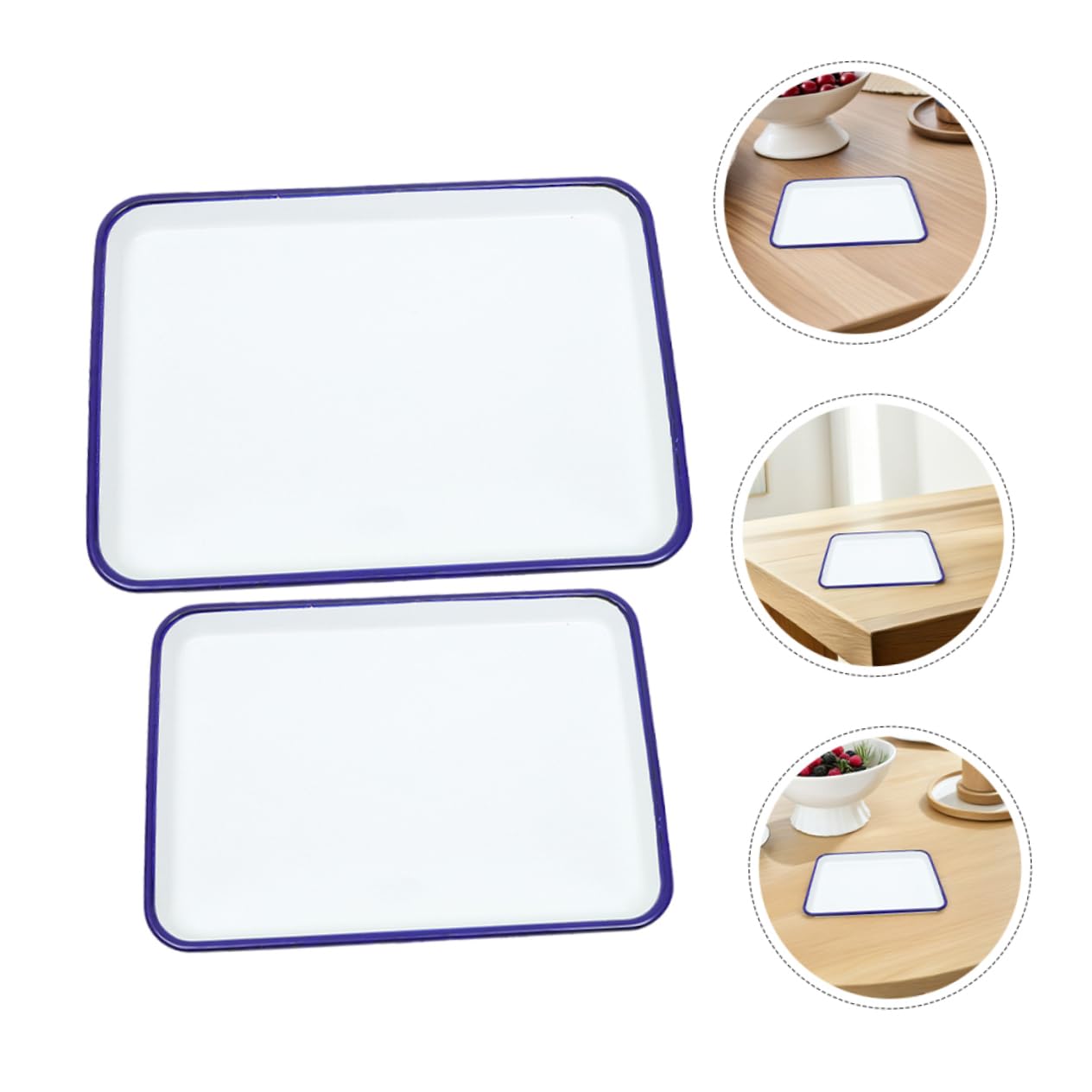 POPETPOP 2 Bandejas para Hornear Esmaltadas de Color Claro, Resistentes al Calor, Rectangulares, 26x18cm y 30x20cm, para Asar Verduras y Carne