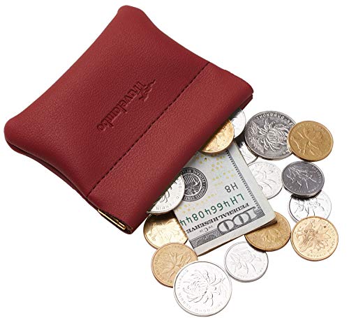 Travelambo Leather Squeeze Coin Purse Pouch Change Holder For Men & Women (Access Red Deep) #TOP2