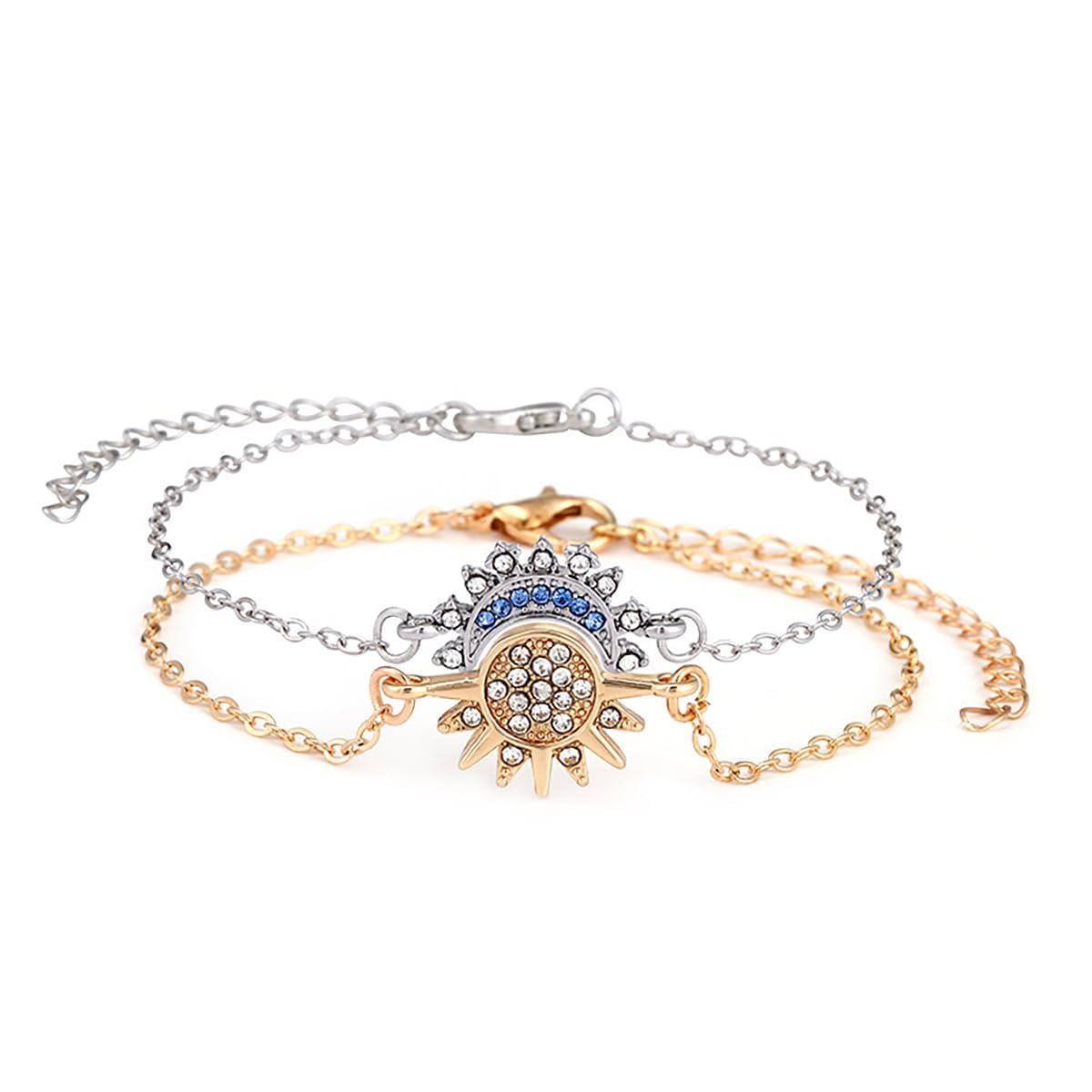 Sun Moon Bracelet Set Stackable Bracelet for Women Men Sparkling Gold Sun Ring/Blue Moon Bracelets Couple Bracelet Matching Bracelets as Friendship Best Friend Jewelry for Women Men-image-27