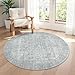 LIVEBOX Vintage Round Rug - Washable 5 Foot Large Oriental Circle Grey Rug for Living Room, Non-Slip Soft Carpet Low Pile Entryway Circular Rugs for Foyer Kitchen Kids Room
