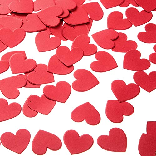 Mowo Hot Red Heart Paper Confetti Wedding Birthday Party Favors Love Theme Table Scatter Decorations, 1.2 Inch, 200Pc #TOP1