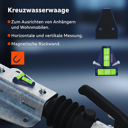 Presch Mini Wasserwaagen Set 4tlg. - Mini Wasserwaage, Kreuzwasserwaage, Dosenlibelle und Schnurwasserwaage - Allround-Set - Verstärkter Magnet für maximale Haftung - Bruchfeste Acrylglaslibellen