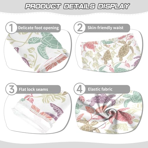 senya Girls Printed Leggings Yoga Pants Turtles and Tropical Leaves for Kids in 4t to 10 Years, 4T3