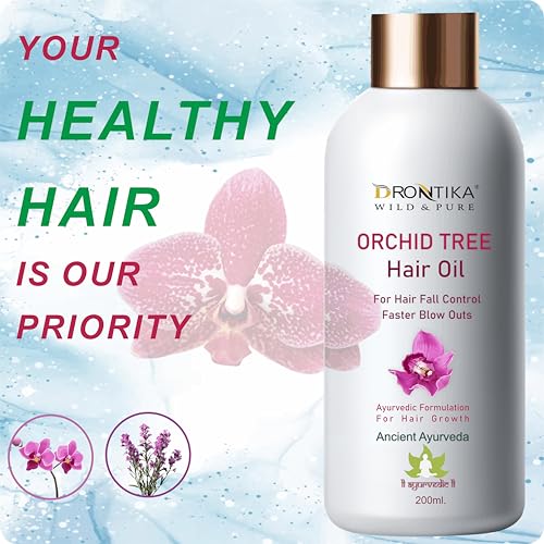 Image of Wild & Pure Orchid Hair Oil 200ml, Helps Hair Growth & Thickness, No Paraffin, Mineral Oil, Preservatives & Chemicals, with Rosemary, Onion & Amla Extract, Ayurvedic Formulation